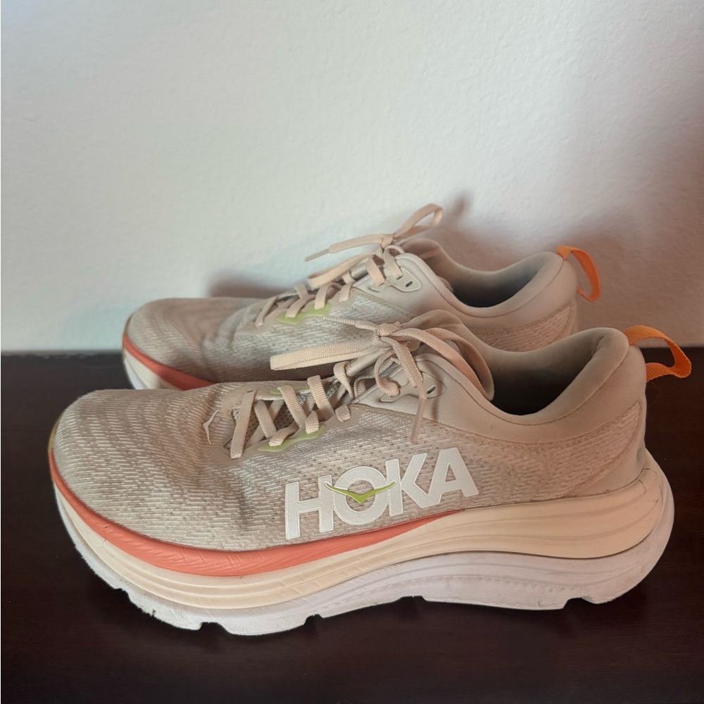 HOKA Women's Cream and Orange Running Shoes